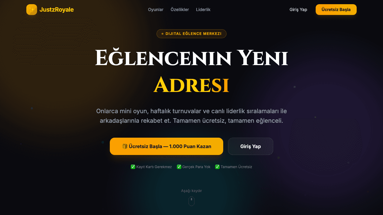 JustzRoyale sanal casino platformu ana ekran